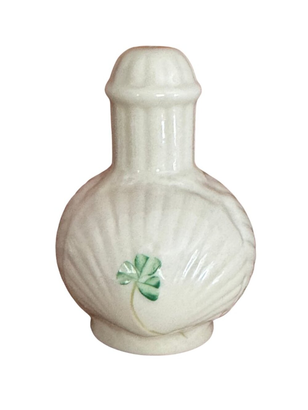 Belleek Ireland Shamrock Salt & Pepper Shaker Set with Stopper - Picture 7 of 10
